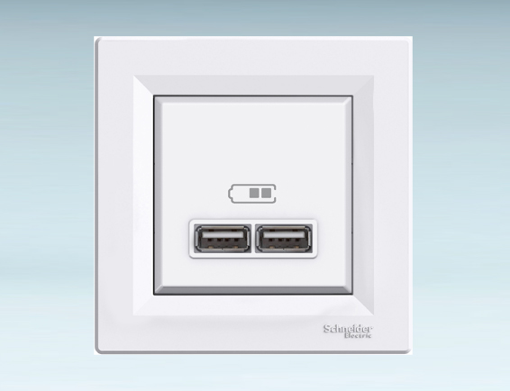 EPH2700221 2-იანი USB დამტენის როზეტი თეთრი — როზეტები და ჩამრთველები